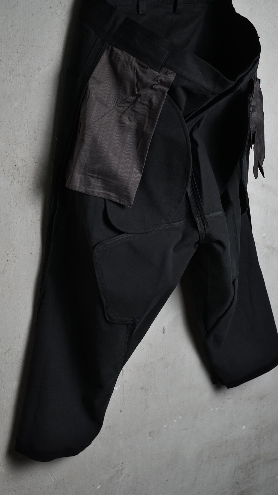 Hand coated 6 pockets drop crotch pants