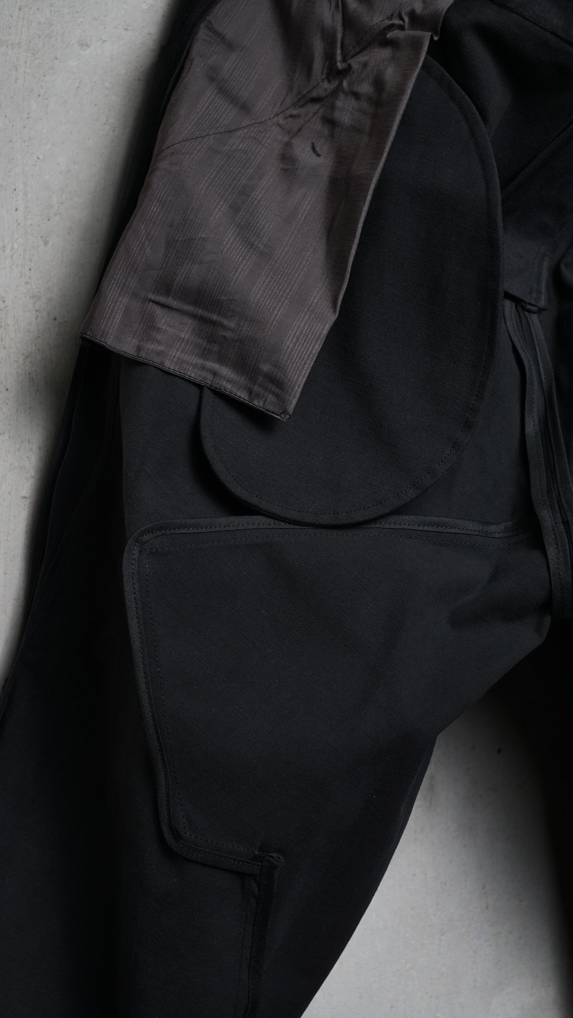 Hand coated 6 pockets drop crotch pants