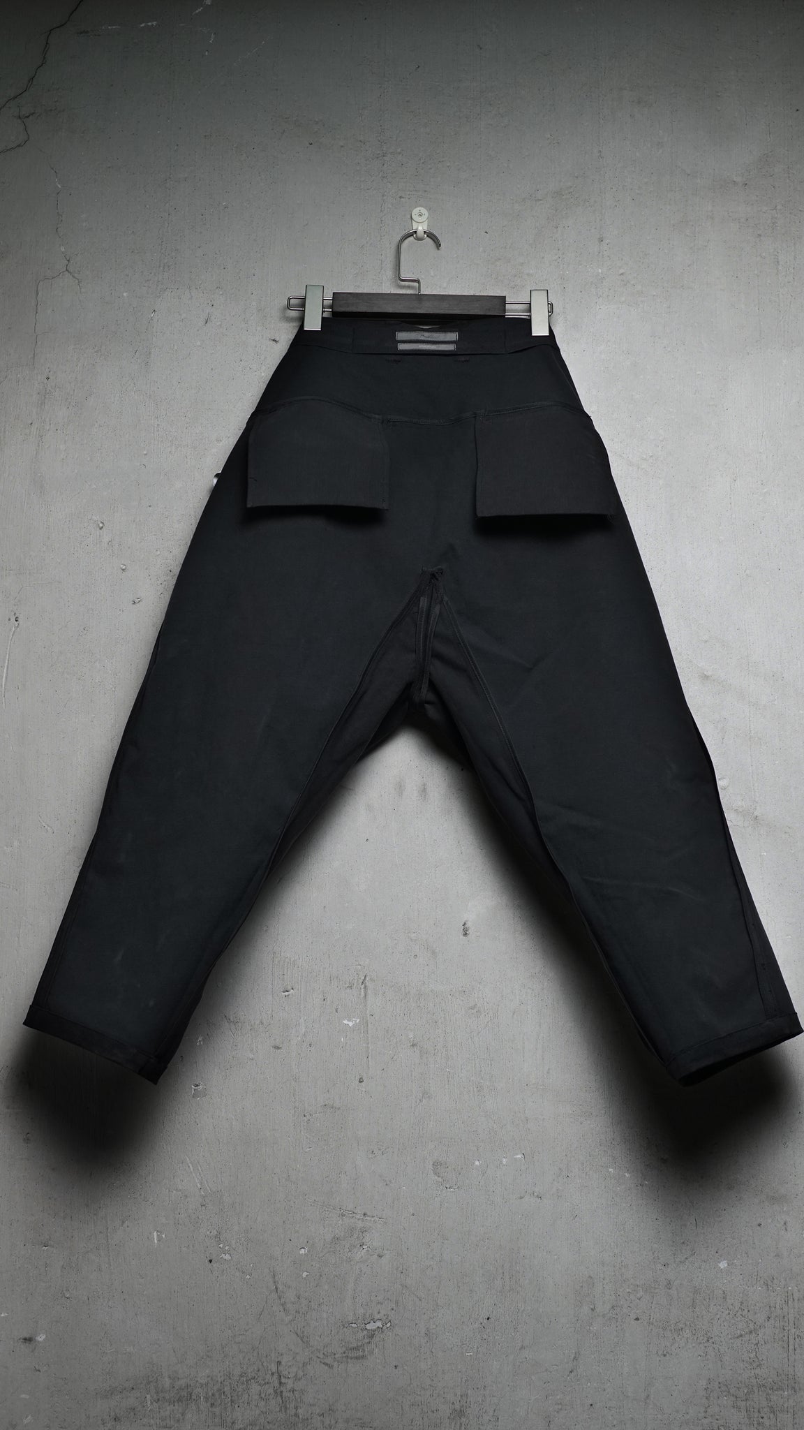 Hand coated 6 pockets drop crotch pants