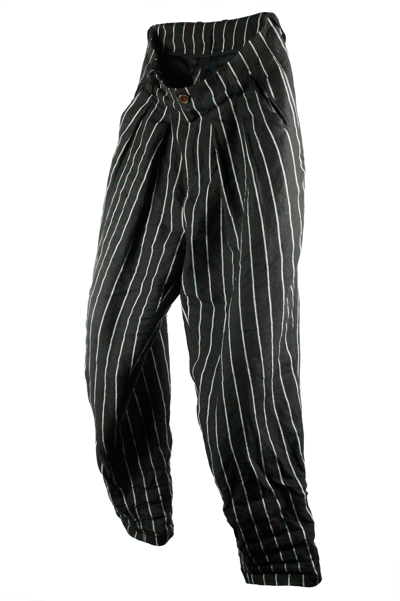 Linen Wide-Leg Trousers [ strips ]