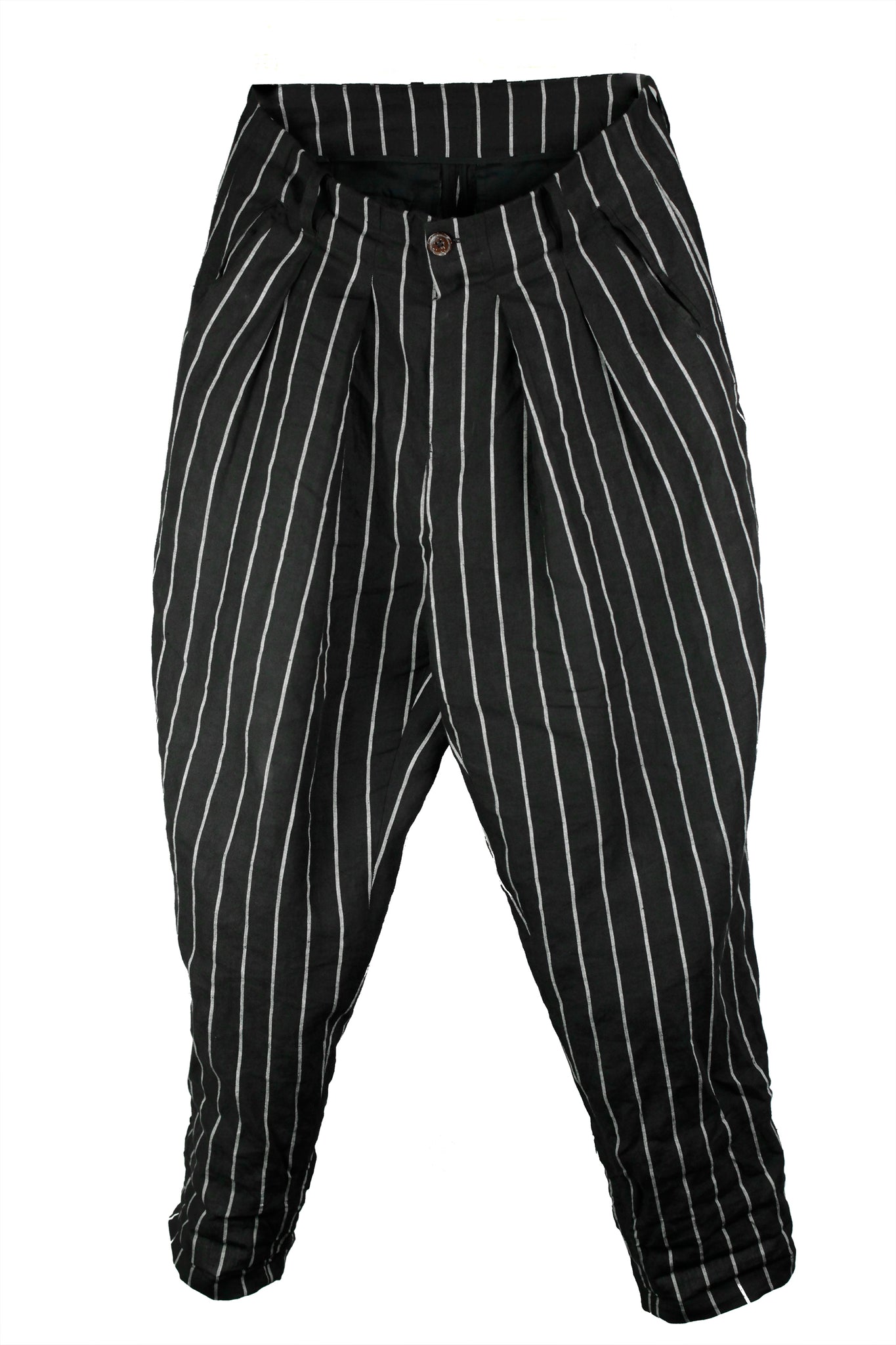 Linen Wide-Leg Trousers [ strips ]